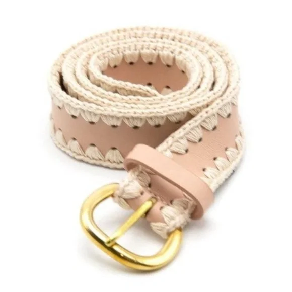 Rachel Comey Thin Crochet Estate Belt Leather Silver Blush XS‎ - Picture 4 of 11